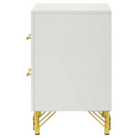 Lucia White 2-drawer Nightstand Bedside Table by Coaster at Eve Furniture