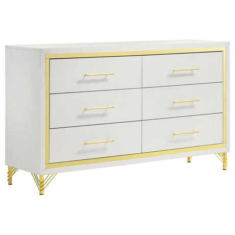 Lucia White 6-drawer Bedroom Dresser by Coaster at Eve Furniture