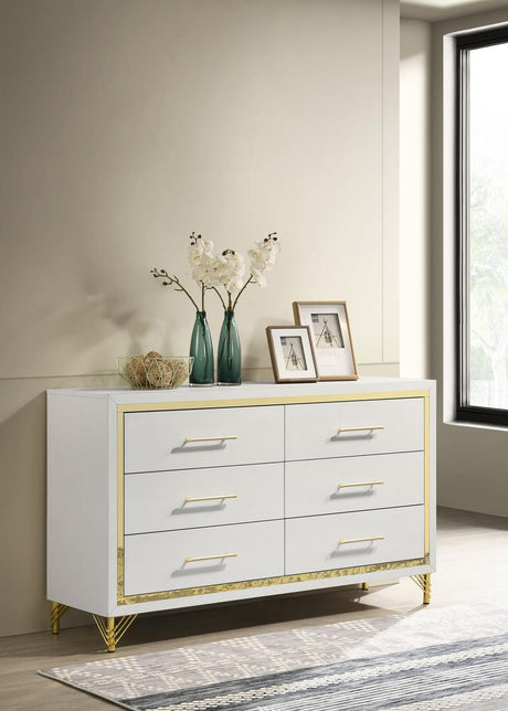 Lucia White 6-drawer Bedroom Dresser by Coaster at Eve Furniture