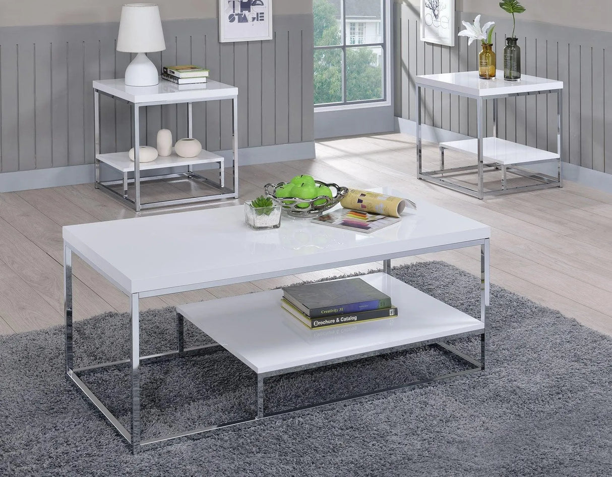 Lucia White Cocktail Table by Steve Silver at Eve Furniture