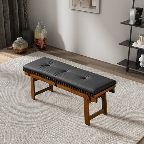 Lucia Bench in Black PU Leather by Ashcroft Imports at Eve Furniture