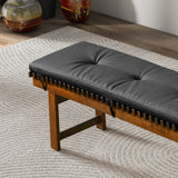 Lucia Bench in Black PU Leather by Ashcroft Imports at Eve Furniture