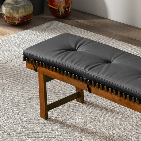 Lucia Bench in Black PU Leather by Ashcroft Imports at Eve Furniture