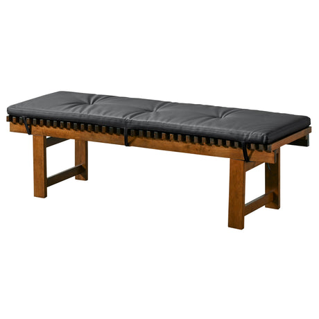 Lucia Bench in Black PU Leather by Ashcroft Imports at Eve Furniture