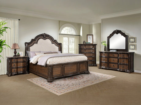 Ludwig Brown Queen Upholstered Panel Bed by Crown Mark at Eve Furniture
