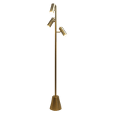 Lumina Brassed Gold Floor Lamp with Rotary Switch Triple Spots Metal Cone Base by Ashcroft Imports at Eve Furniture