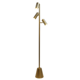 Lumina Brassed Gold Floor Lamp with Rotary Switch Triple Spots Metal Cone Base by Ashcroft Furniture at Eve Furniture