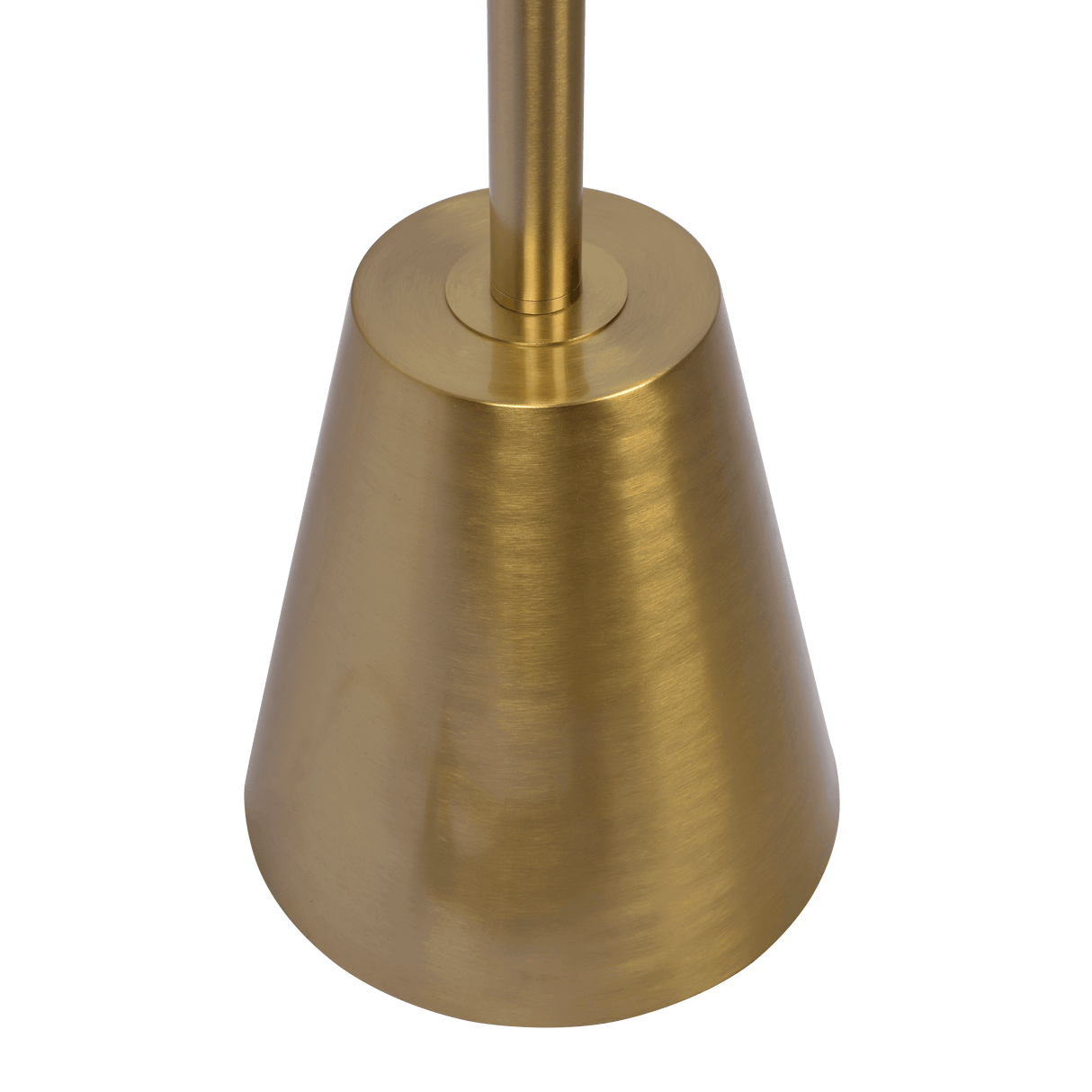 Lumina Brassed Gold Floor Lamp with Rotary Switch Triple Spots Metal Cone Base by Ashcroft Imports at Eve Furniture