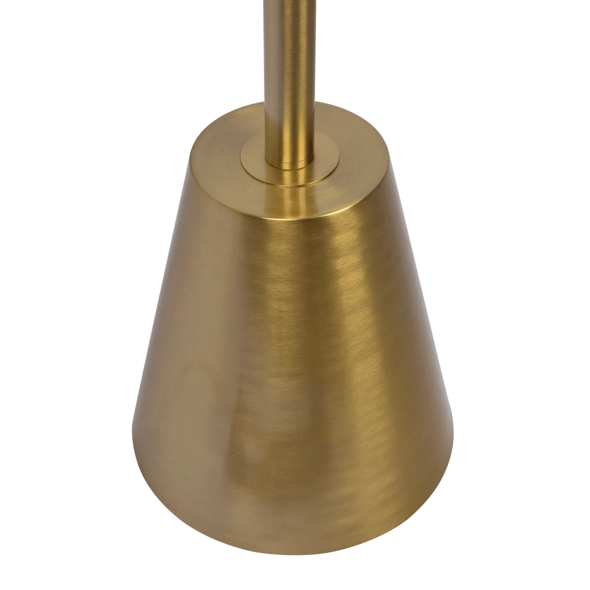 Lumina Brassed Gold Floor Lamp with Rotary Switch Triple Spots Metal Cone Base by Ashcroft Furniture at Eve Furniture