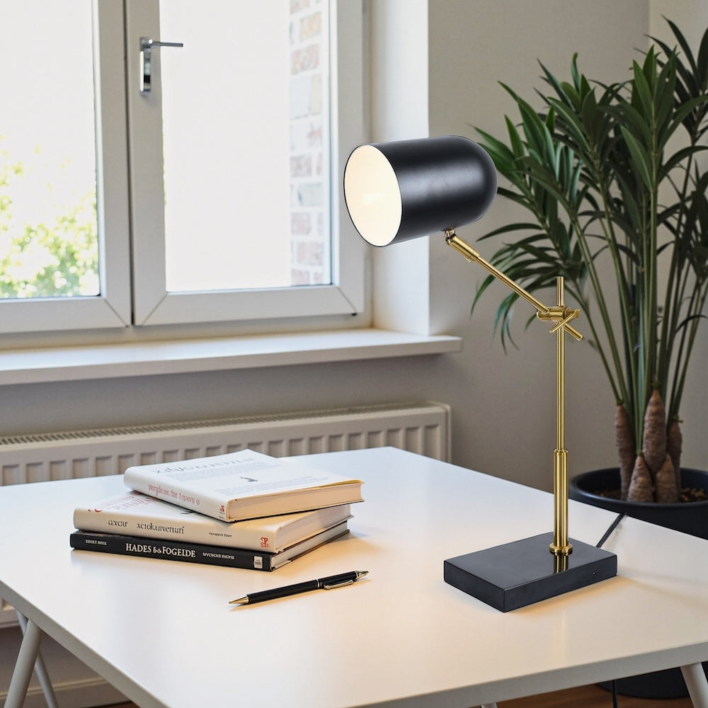 Lumora Table Lamp - Black outer - White inner by Ashcroft Imports at Eve Furniture