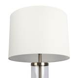 Luna Brushed Nickel Table Lamp with On/Off Switch Clear Glass Body Metal Base by Ashcroft Imports at Eve Furniture