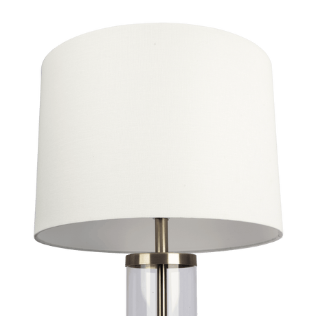 Luna Brushed Nickel Table Lamp with On/Off Switch Clear Glass Body Metal Base by Ashcroft Imports at Eve Furniture