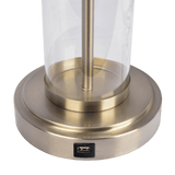 Luna Brushed Nickel Table Lamp with On/Off Switch Clear Glass Body Metal Base by Ashcroft Imports at Eve Furniture