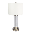 Luna Brushed Nickel Table Lamp with On/Off Switch Clear Glass Body Metal Base by Ashcroft Imports at Eve Furniture