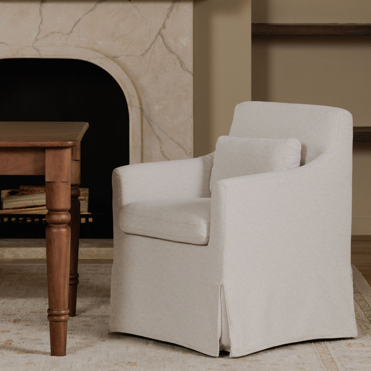 Lydia Beige Slipcover Dining Chair by Moe's Home at Eve Furniture
