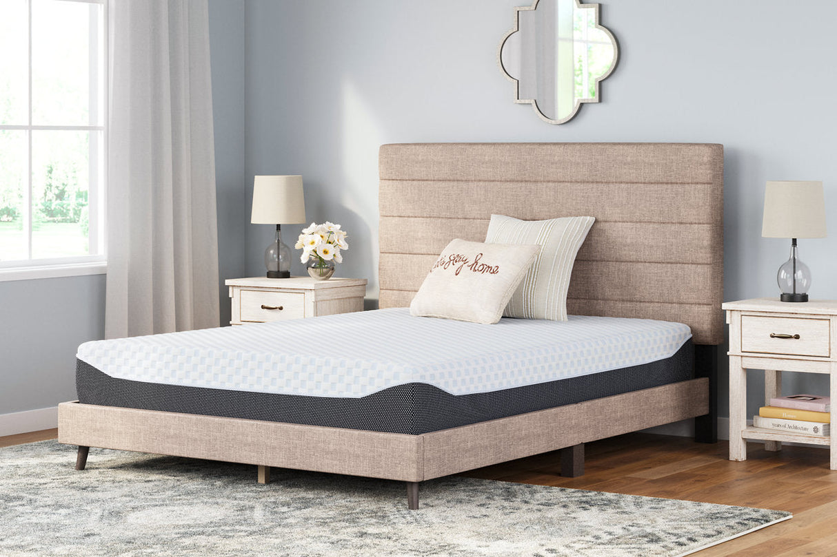 10 Inch Chime Elite White/Blue Queen Memory Foam Mattress in a box