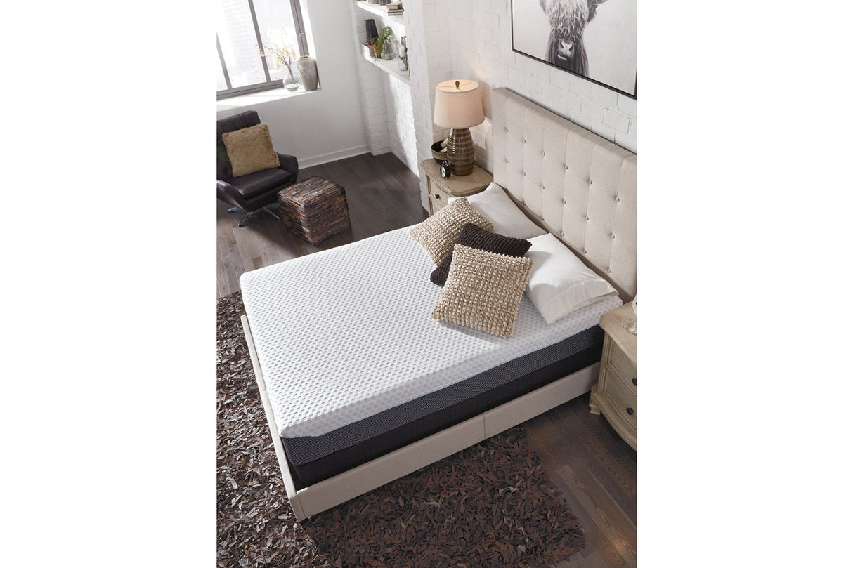 10 Inch Chime Elite White/Blue Twin Memory Foam Mattress in a box