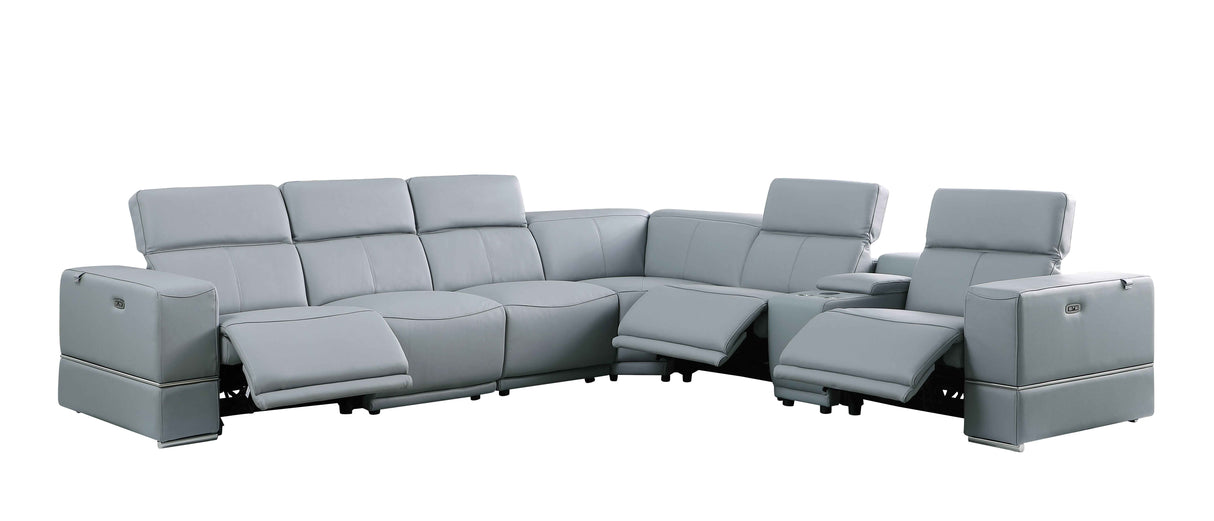 Franco II 7- Piece Light Blue (3 Powers Head/Foot) Sectional