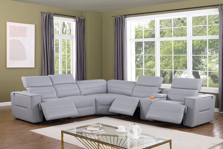 Nexus Light Blue 6-Piece Power Reclining Sectional by New Era Innovations at Eve Furniture