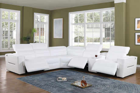 Nexus White 6-Piece Power Reclining Sectional by New Era Innovations at Eve Furniture