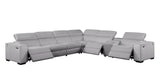 Picasso Light Grey 7-Piece 3 Power Reclining Sectional by New Era Innovations at Eve Furniture