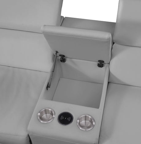 Picasso Light Grey 7-Piece 3 Power Reclining Sectional by New Era Innovations at Eve Furniture