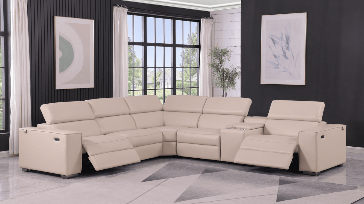 Picasso Beige 6-Piece 2 Power Reclining Sectional by New Era Innovations at Eve Furniture
