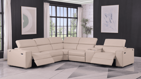 Picasso Beige 6-Piece 2 Power Reclining Sectional by New Era Innovations at Eve Furniture