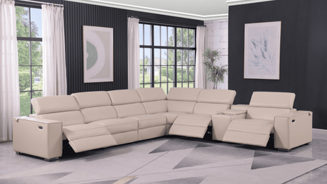 Picasso Beige 7-Piece 3 Power Reclining Sectional by New Era Innovations at Eve Furniture