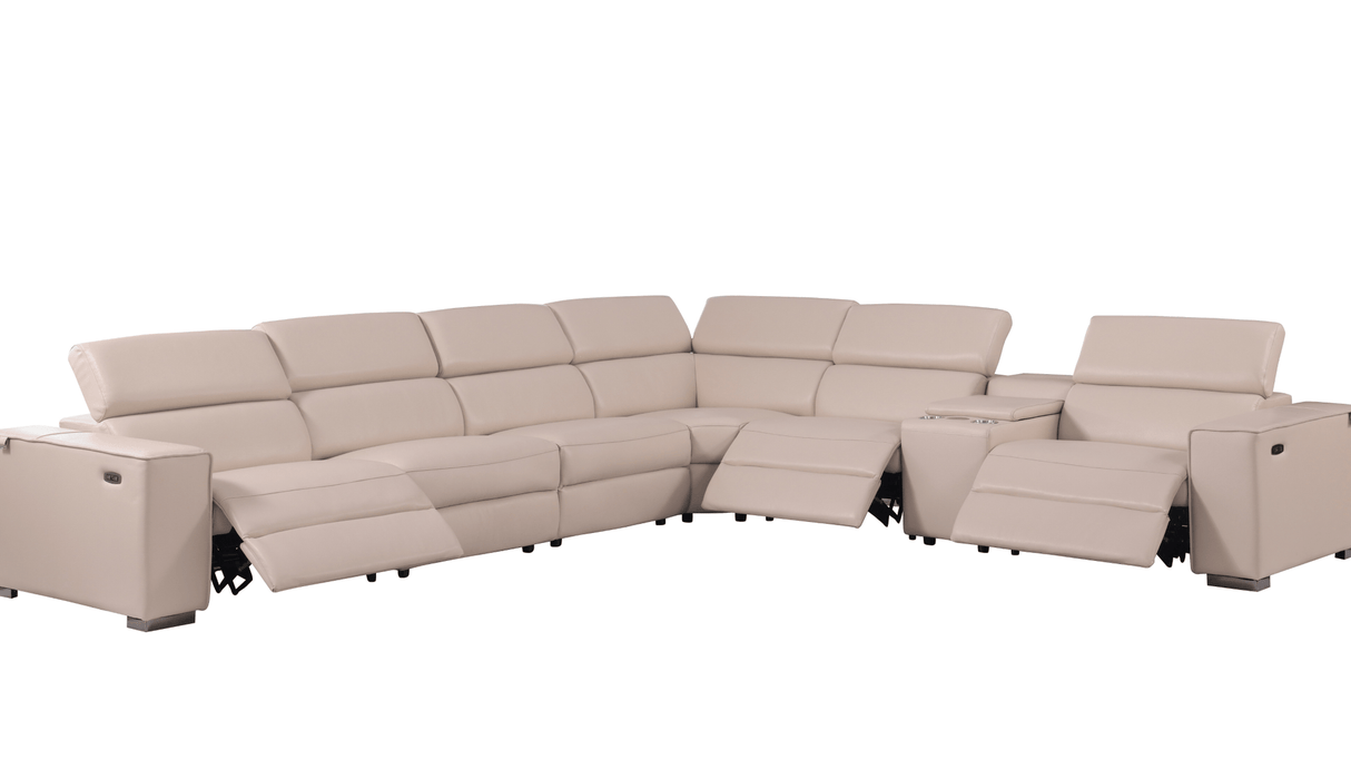 Picasso Beige 7-Piece 3 Power Reclining Sectional by New Era Innovations at Eve Furniture