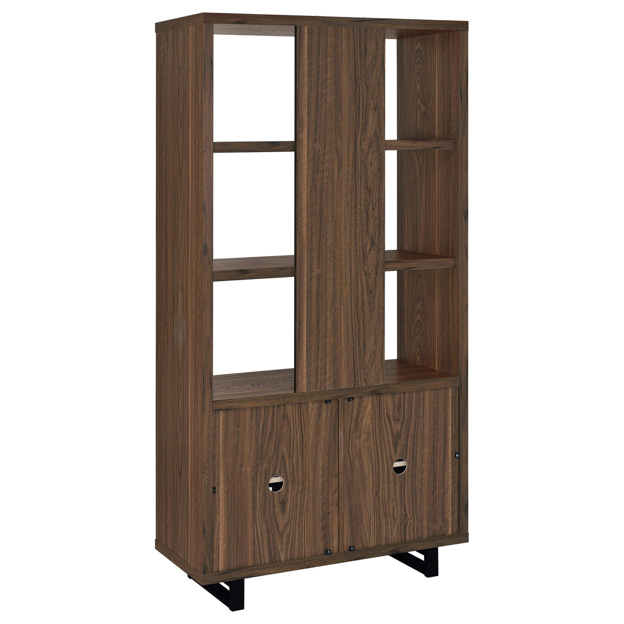 Maddox Walnut 71-inch 3-shelf Cabinet Bookcase by Coaster at Eve Furniture