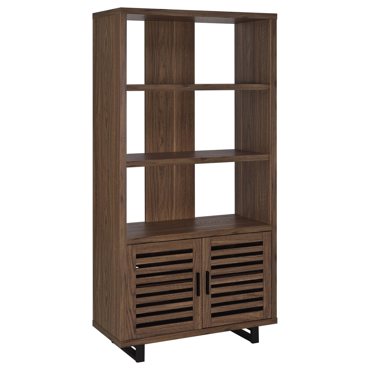 Maddox Walnut 71-inch 3-shelf Cabinet Bookcase by Coaster at Eve Furniture