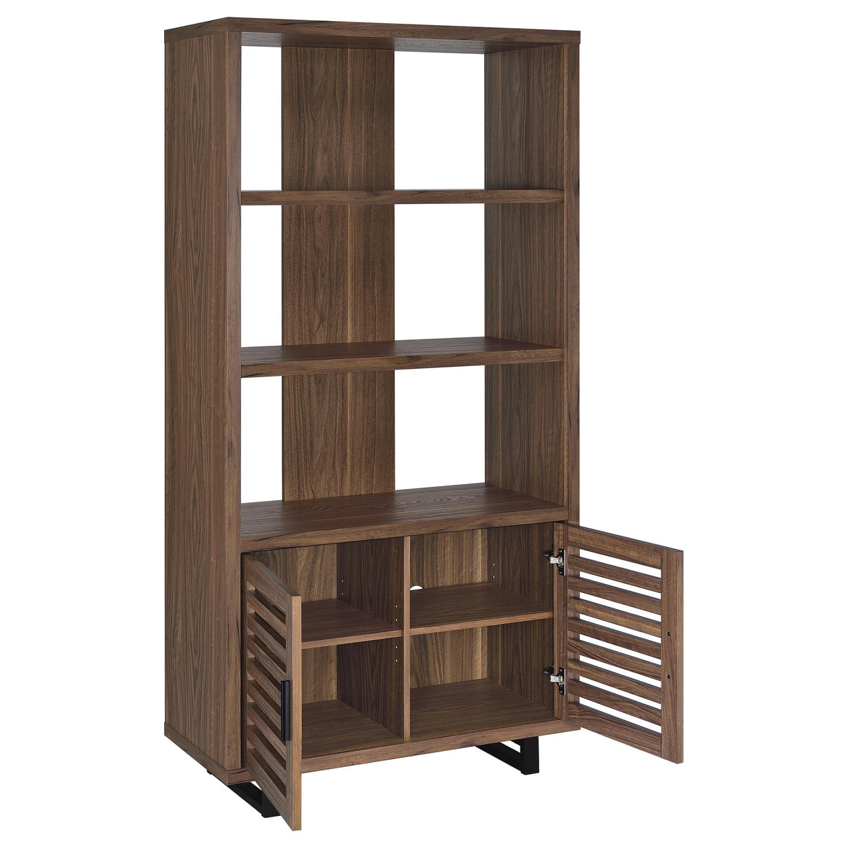 Maddox Walnut 71-inch 3-shelf Cabinet Bookcase by Coaster at Eve Furniture