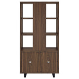 Maddox Walnut 71-inch 3-shelf Cabinet Bookcase by Coaster at Eve Furniture