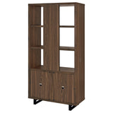 Maddox Walnut 71-inch 3-shelf Cabinet Bookcase by Coaster at Eve Furniture