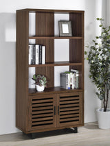 Maddox Walnut 71-inch 3-shelf Cabinet Bookcase by Coaster at Eve Furniture