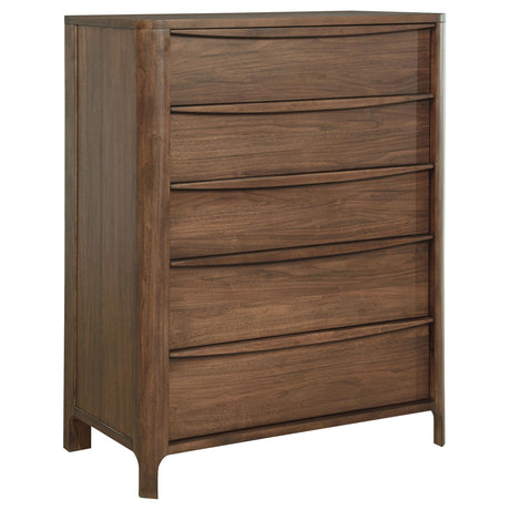 Maderia 5-drawer Chest of Drawers Walnut by Coaster at Eve Furniture