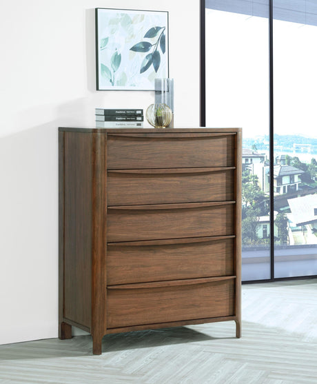 Maderia 5-drawer Chest of Drawers Walnut by Coaster at Eve Furniture