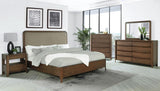 Maderia Walnut 57-inch Upholstered Eastern King Panel Bed by Coaster at Eve Furniture
