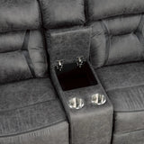 Madrona Hill Gray Double Reclining Loveseat with Center Console by Homelegance at Eve Furniture