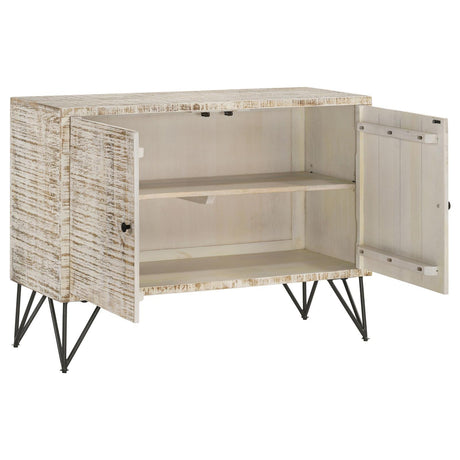 Maille White Washed 2-Door Accent Cabinet by Coaster at Eve Furniture
