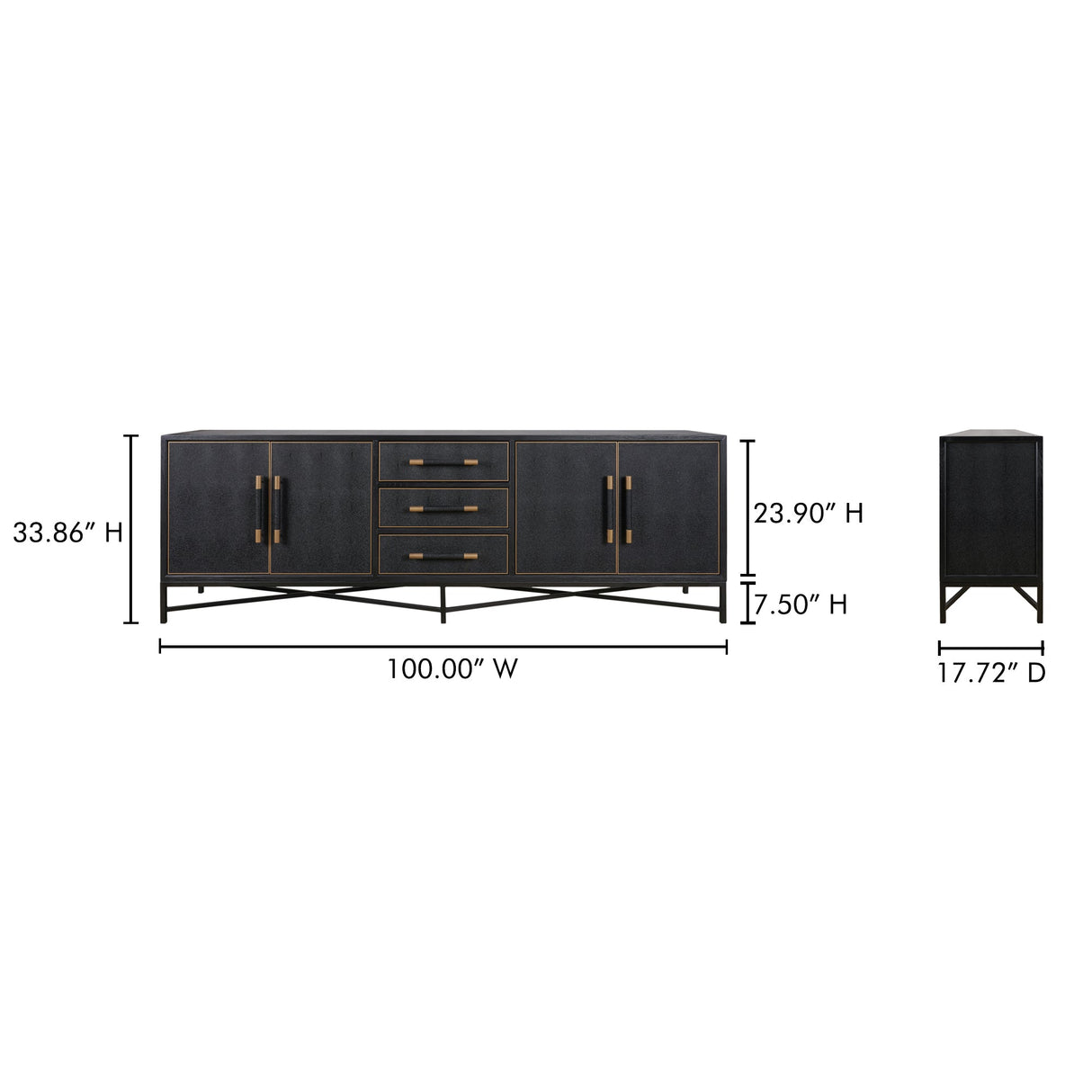 Mako Black Large Sideboard by Moe's Home at Eve Furniture