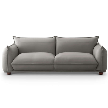 Emma Mid Century Modern Luxury Grey Leather Sofa by Ashcroft Imports at Eve Furniture