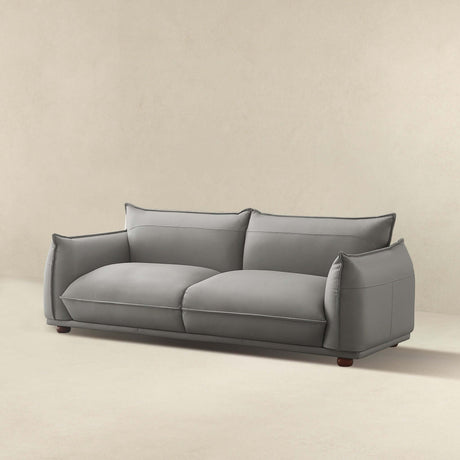Emma Mid Century Modern Luxury Grey Leather Sofa by Ashcroft Imports at Eve Furniture