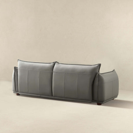 Emma Mid Century Modern Luxury Grey Leather Sofa by Ashcroft Imports at Eve Furniture