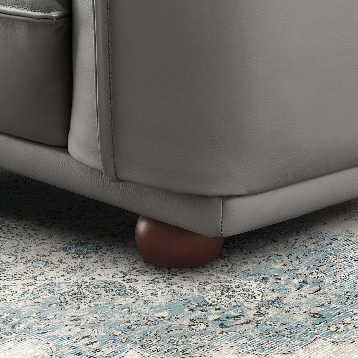 Emma Mid Century Modern Luxury Grey Leather Sofa by Ashcroft Imports at Eve Furniture