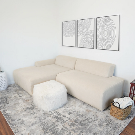 Mar Sectional Cream Corduroy Sofa(Left Facing) by Ashcroft Furniture at Eve Furniture