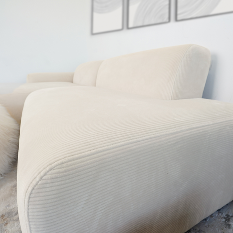 Mar Sectional Cream Corduroy Sofa(Left Facing) by Ashcroft Imports at Eve Furniture