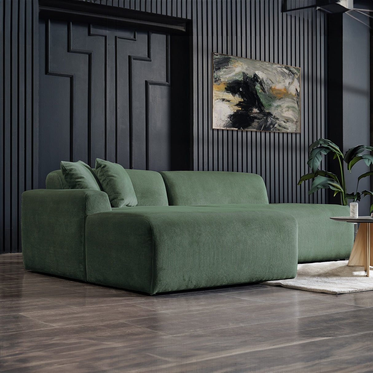 Mar Sectional Green Corduroy Sofa (Left Facing) by Ashcroft Imports at Eve Furniture