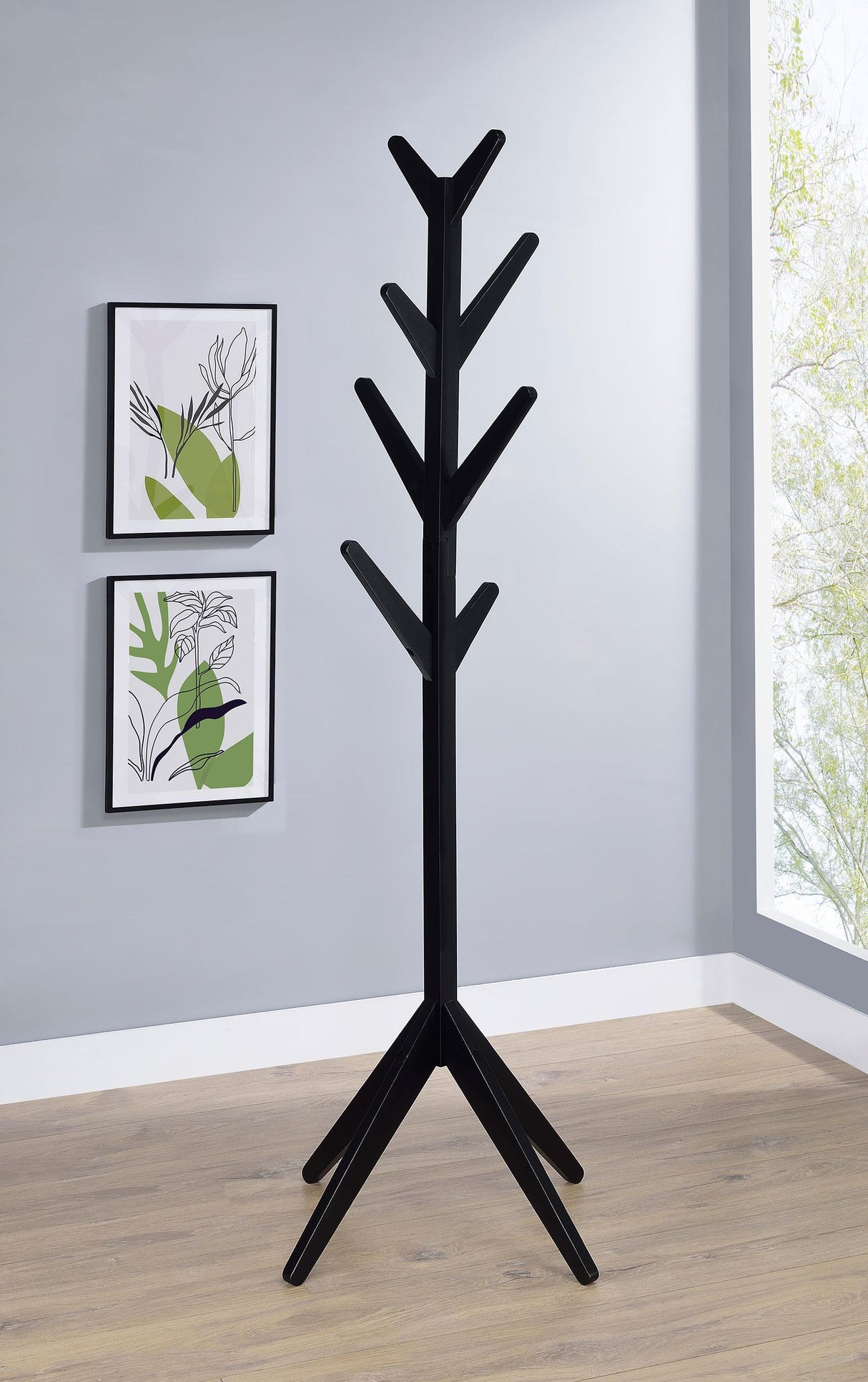 Margaret Black Solid Wood Coat Rack by Coaster at Eve Furniture